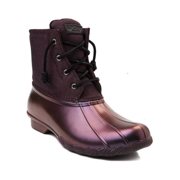 burgundy sperry duck boots